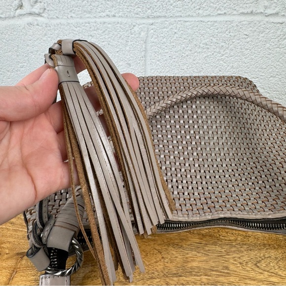 Patricia Nash Woven Leather Shoulder Bag in Taupe with Tassel Detail - Picture 4 of 10
